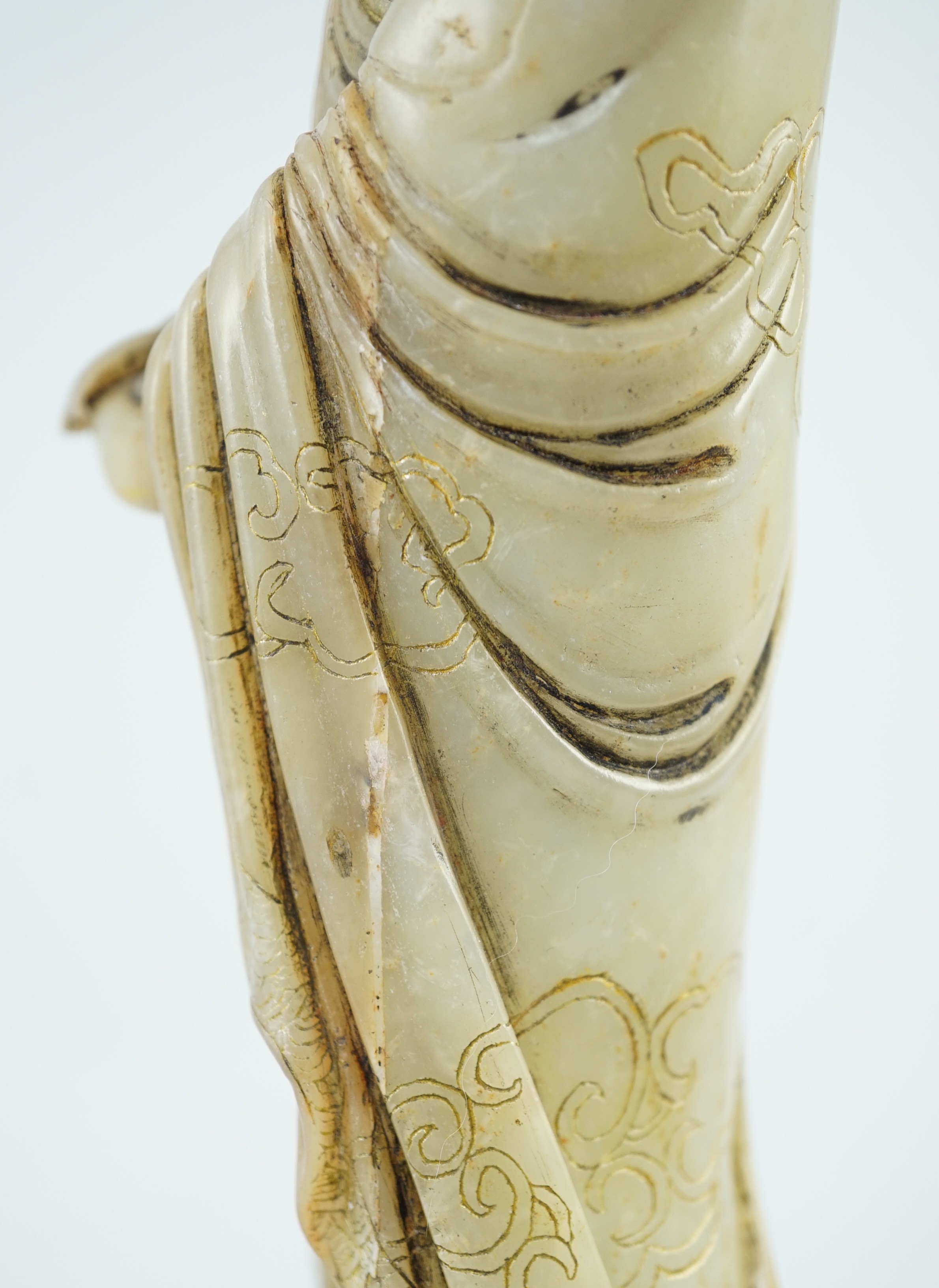 A Chinese soapstone standing figure of Guanyin, 19th century, 38cm high